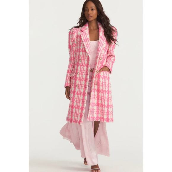 Love Shack Fancy Asryn Coat in Majestic Pink Tweed Size Large - Picture 5 of 16